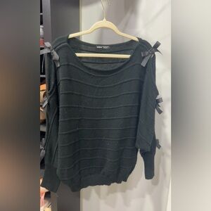 SHEIN Black Sweater with Bow Accents
